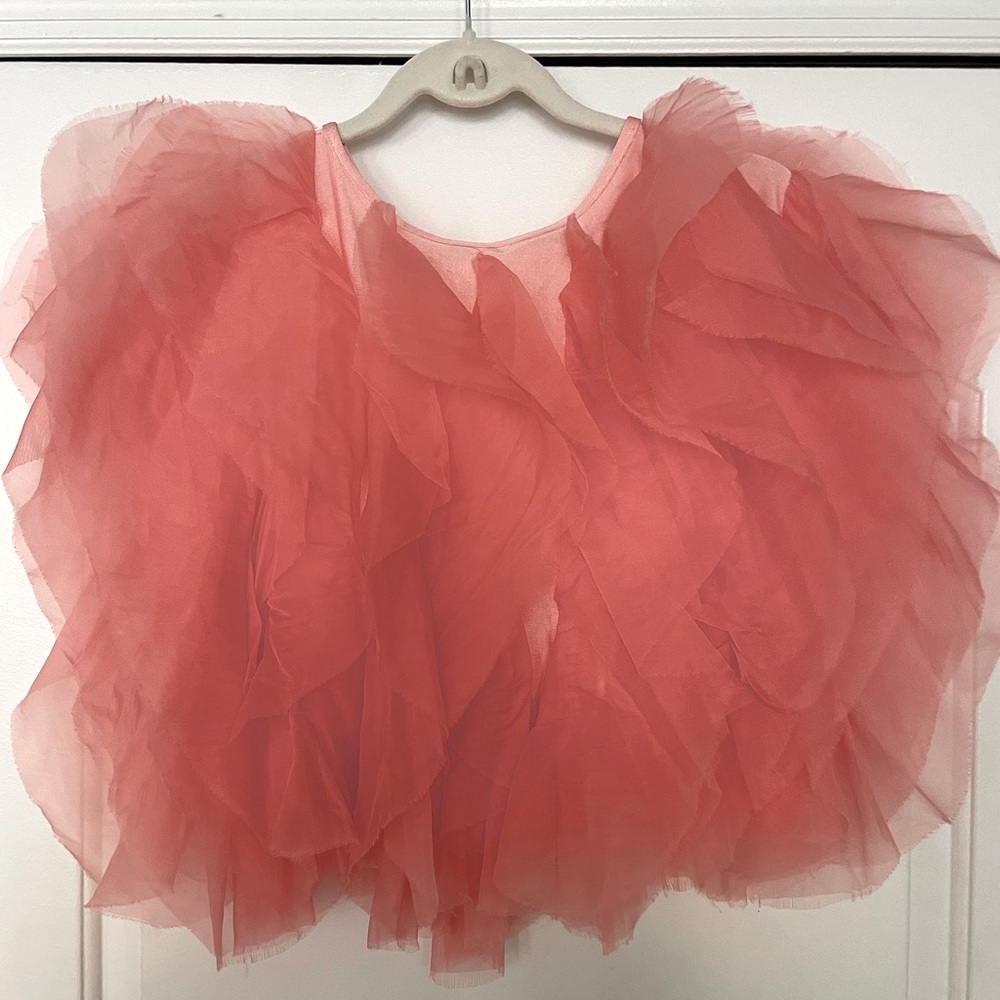 Coral flowy ruffled top